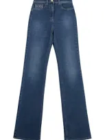 Elisabetta Franchi High Waisted Bootcut Jeans In Blue