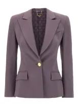 Elisabetta Franchi Single-breasted Crepe Blazer In Purple