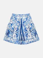 Farm Rio Garden Tiles High Waist Cargo Shorts In White