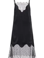 Francoise Exclusive Stevie Lace-trimmed Silk Crepe Midi Slip Dress In Black