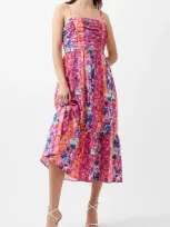 French Connection Carrie Mixed Floral Midi Sundress In Multi