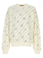 Gucci All-over Print Crew Neck Sweatshirt In White