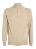 Harrods Cashmere Zip-up Sweater In Beige