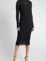 Hugo Boss Boss Long Sleeve Midi Dress In Black