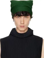 Issey Miyake Green Pleats Tube Beanie