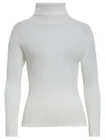 Issey Miyake Pleats Please  Pleated Long Sleeve Turtleneck In White