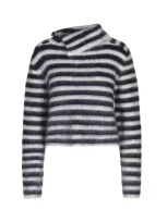 Jacquemus Turtleneck Striped Jumper In Blue