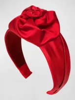 Jennifer Behr Rosalina Silk Wide Headband In Red