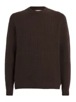 Johnstons Of Elgin Cashmere Waffle-knit Sweater In Brown