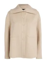 Joseph Wool-silk Henri Shirt Jacket In Beige