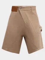 Jw Anderson Men's Twisted Workwear Shorts In Cream