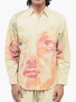 Kidsuper Pink Face Printed Cotton Shirt In White