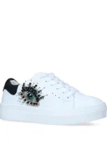 Kurt Geiger Kids' Leather Embellished Eye Sneakers In White