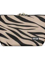 Kusshi Signature Makeup Bag In Zebra Beige/fuschia