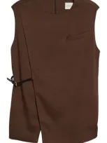 Loulou Studio Sambac Sleeveless Viscose & Wool Top In Brown