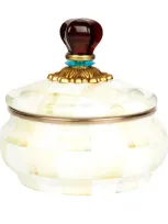 Mackenzie-childs Parchment Check Enamel Squashed Pot In White