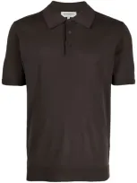 Man On The Boon. Short-sleeve Knitted Polo Shirt In Brown