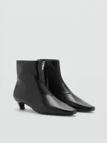 Mango Leather Boots With Kitten Heels Black