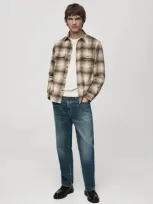 Mango Man Check Wool-blend Overshirt Green