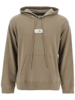 Mm6 Maison Margiela Felpa Con Logo Numerica In Khaki