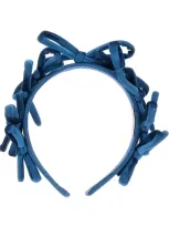 Monnalisa Kids' Velvet Bow Hairband In Blue