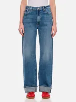 Mother The Dodger Skimp Cuff Denim Pants In Blue