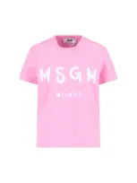 Msgm Logo T-shirt In Pink