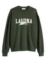 Museum Of Peace And Quiet Laguna Crewneck Cotton Graphic Sweatshirt In Forest