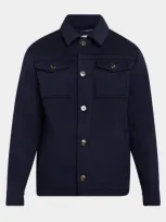 Neiman Marcus Men's Wool Double-face Trucker Jacket In Navy