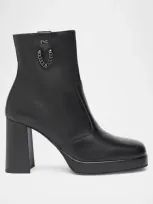 Nerogiardini Calfskin Chain Platform Booties In Black