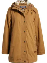 Pendleton Cedar Creek Water Resistant Faux Shearling Lined Hooded Jacket In Saddle