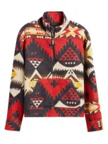 Pendleton Nehalen Print Cotton Chamois Half-zip Pullover In Nehalem Navy/red Multi