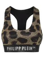 Philipp Plein Leopard-print Cropped Top In Multi