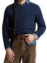 Polo Ralph Lauren Slim-fit Cable-knit Cotton Sweater In Blue