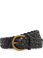 Polo Ralph Lauren Leather Braided Belt In Black