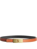 Polo Ralph Lauren Leather Reversible Polo Id Belt In Black