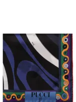 Pucci Printed Silk Scarf In Blue