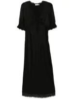 Rixo London Rixo Annina Lace-trimmed Satin Maxi Dress In Black