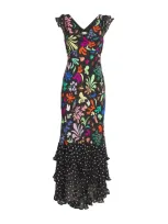 Rixo London Silk Ossy Maxi Dress In Black