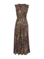 Rixo London Tiger Print Coralie Midi Dress In Black