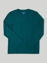 Robert Talbott Kelly Long Sleeve Cotton Crepe Tee In Pine Green