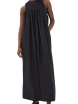 Rohe Sleeveless Pleated A-line Dress Noir