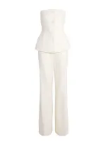 Roland Mouret Wool-blend Strapless Jumpsuit In Ivory