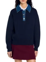 Sandro Damien Sweater In Navy Blue