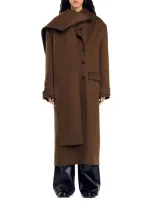 Sandro Double-breasted Wool Coat In Olive Green