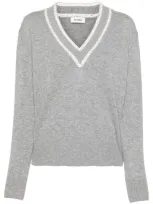 Sandro Cleo V Neck Sweater In Grey