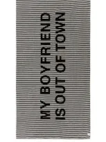 Slowtide Out Of Town Striped Premium Woven Beach Towel In Black