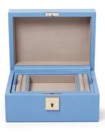 Smythson Small Leather Panama Jewellery Box In Blue