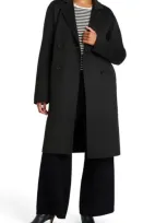 Splendid X Cella Jane Double Breasted Wool Blend Coat In Black