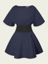 Staud Amy Mini Dress In Navy Black In Blue